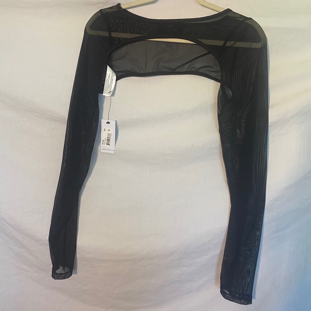 Heroine Sport Clear Shrug Black Sheer Mesh Long Sleeve Bolero HS-7102‎ XL NEW